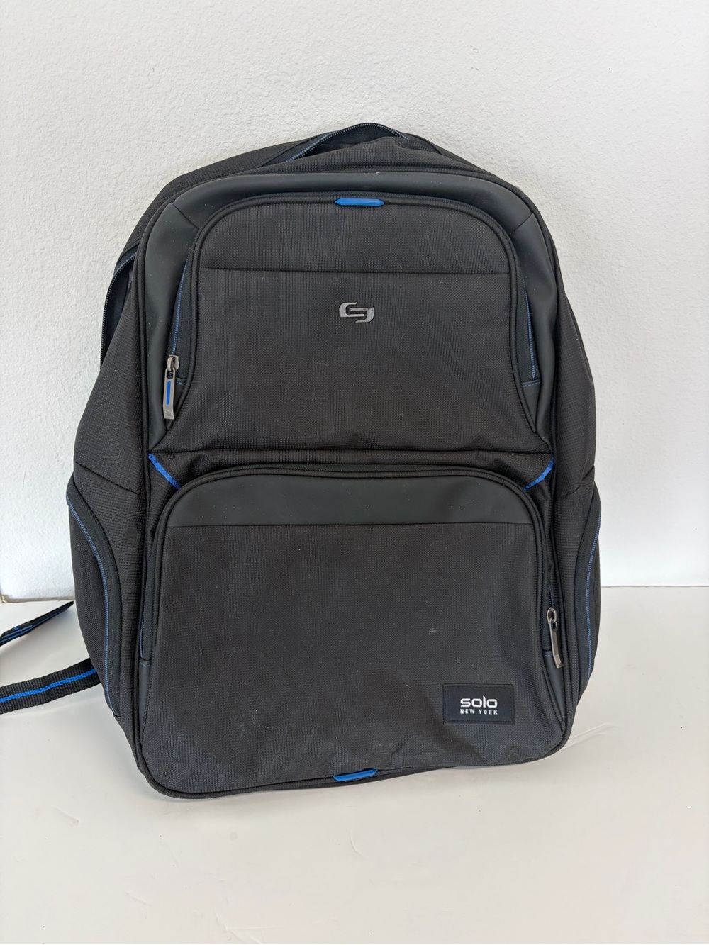 Solo Black Backpack with Blue Accents